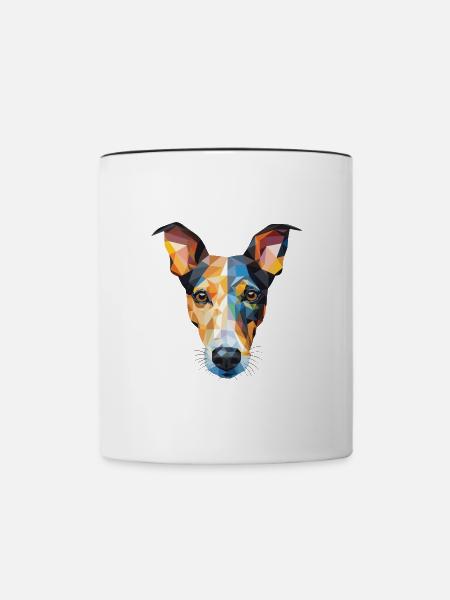 Glatte Foxterrier-Hunderasse buntes Aquarell - Tasse zweifarbig - Weiß/Schwarz