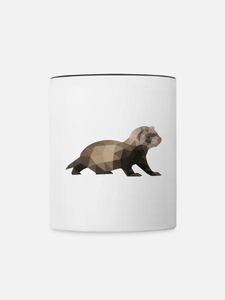 Verspieltes Frettchen Kaninchenjagd - Tasse zweifarbig - Weiß/Schwarz