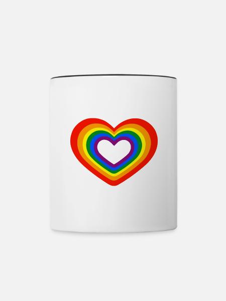 Herz Regenbogen Homosexualität - Tasse zweifarbig - Weiß/Schwarz