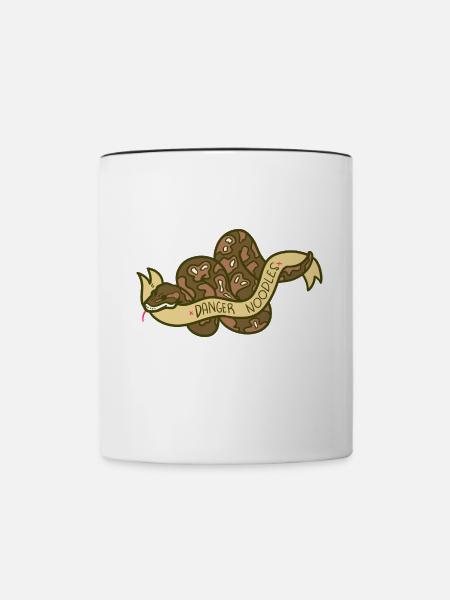 Lauernde Python Schlangenfreund - Tasse zweifarbig - Weiß/Schwarz