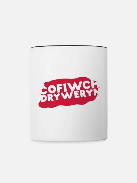 Cofiwch Dryweryn - Tasse zweifarbig - Weiß/Schwarz