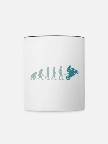 Evolution Motorrad fahren - Tasse zweifarbig - Weiß/Schwarz