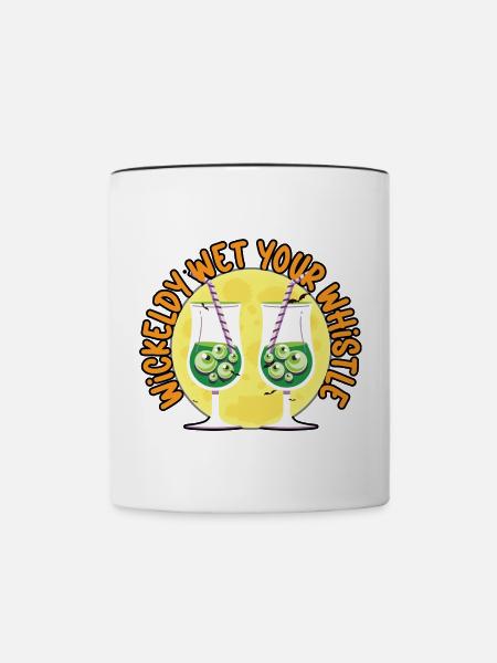 Verrucht nasse Pfeife Barkeeper Halloween - Tasse zweifarbig - Weiß/Schwarz