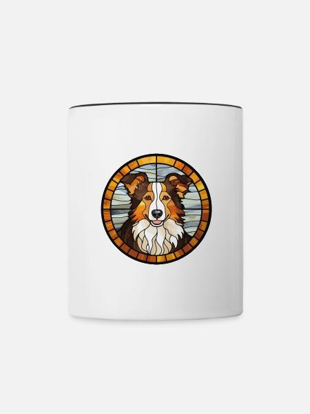 Scotch Collie Hunderasse Buntes Glas Wat - Tasse zweifarbig - Weiß/Schwarz