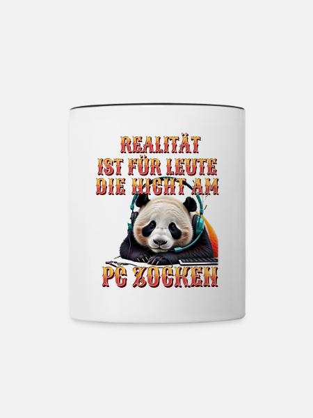 Niedlicher Panda Gaming Zocker Computer PC - Tasse zweifarbig - Weiß/Schwarz