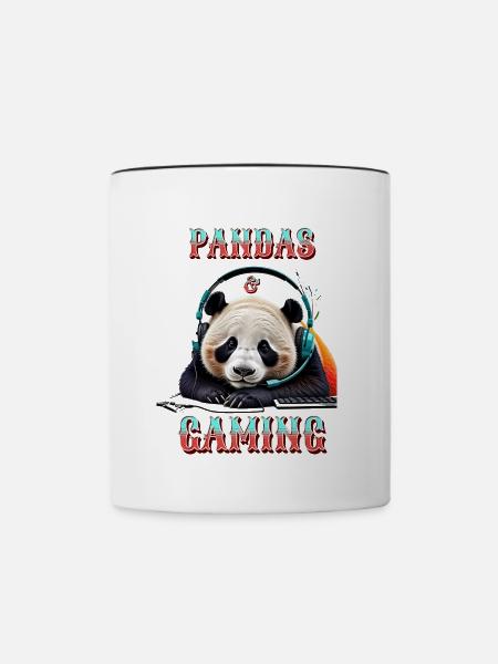 Pandas und Gaming - Tasse zweifarbig - Weiß/Schwarz