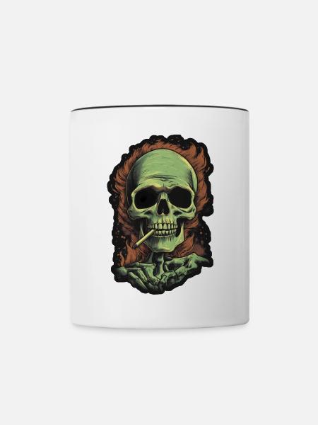 Smoking Skull - Tasse zweifarbig - Weiß/Schwarz
