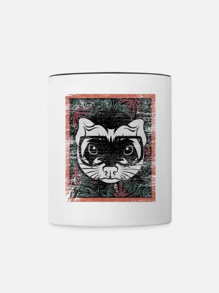 Neugieriges Frettchen Hawaiiurlaub - Tasse zweifarbig - Weiß/Schwarz