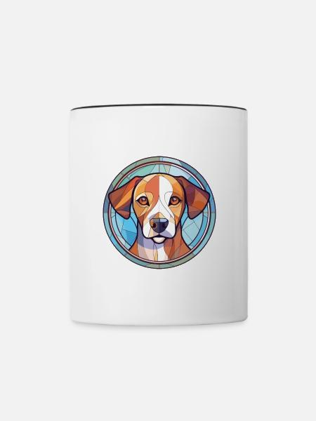 Akbash Hunderasse bunte Aquarell-Illustration - Tasse zweifarbig - Weiß/Schwarz