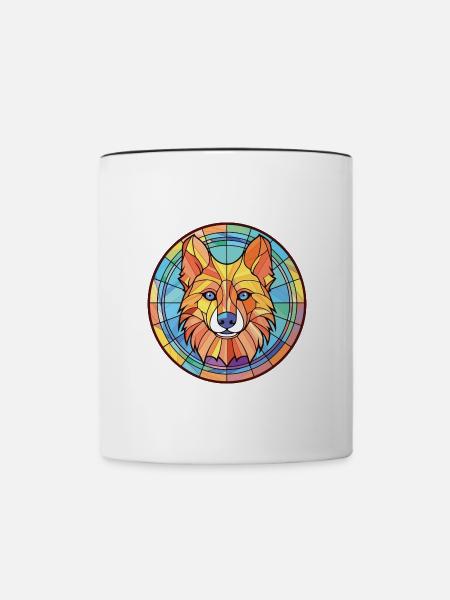 Deutsche Jagdterrier Hunderasse Aquarellglas - Tasse zweifarbig - Weiß/Schwarz