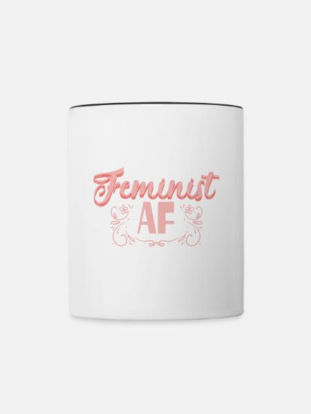 Feminist AF Feministin - Tasse zweifarbig - Weiß/Schwarz