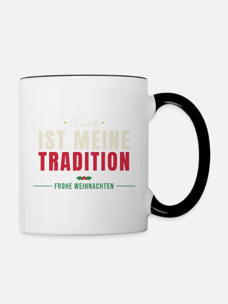 Raclette ist meine Tradition - Tasse zweifarbig - Weiß/Schwarz