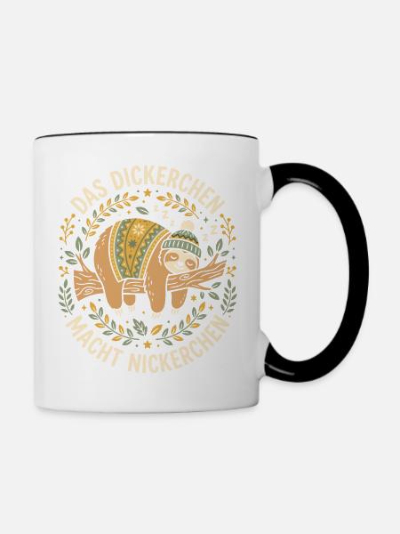 Schlummerndes Dickerchen Nickerchen - Tasse zweifarbig - Weiß/Schwarz