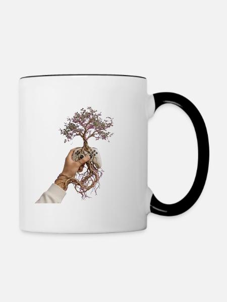Gerootete Konsolen-Bloom - Tasse zweifarbig - Weiß/Schwarz