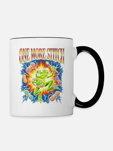 Noch ein Stich lustiger Froschblitz - Tasse zweifarbig - Weiß/Schwarz