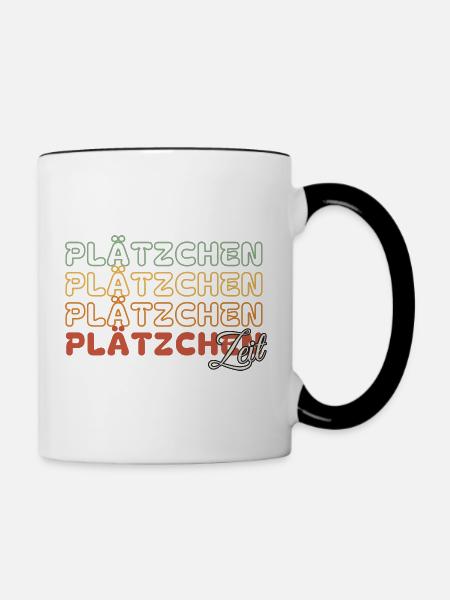 Plätzchen Zeit - Retro - Tasse zweifarbig - Weiß/Schwarz