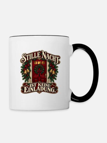 StilleNacht Türwarnung - Tasse zweifarbig - Weiß/Schwarz