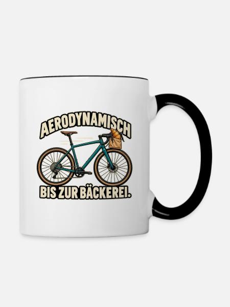 Aerodynamisch bis zur Bäckerei - Tasse zweifarbig - Weiß/Schwarz