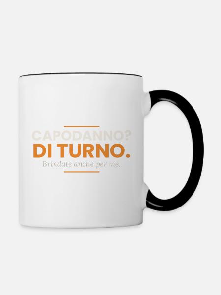 Silvester? Im Dienst. – Kellner-T-Shirt - Tasse zweifarbig - Weiß/Schwarz
