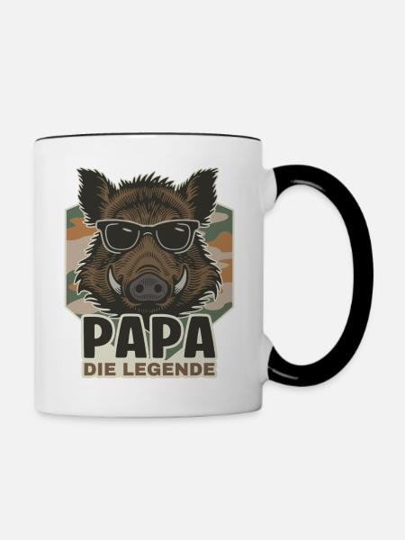 Papa die Legende Wildschwein - Tasse zweifarbig - Weiß/Schwarz