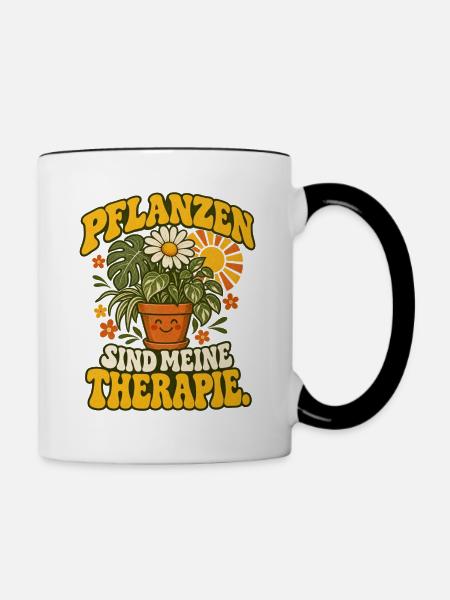 Pflanzen Therapie Gartenspruch - Tasse zweifarbig - Weiß/Schwarz