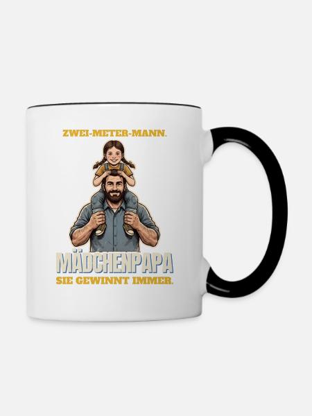 Zwei-Meter-Mann und Mädchenpapa - Tasse zweifarbig - Weiß/Schwarz