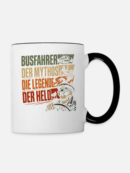 Busfahrer Mythos Legende Held - Tasse zweifarbig - Weiß/Schwarz