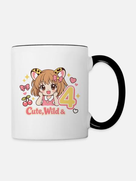 Cute Wild & 4 Leopard Girl Theme - Tasse zweifarbig - Weiß/Schwarz