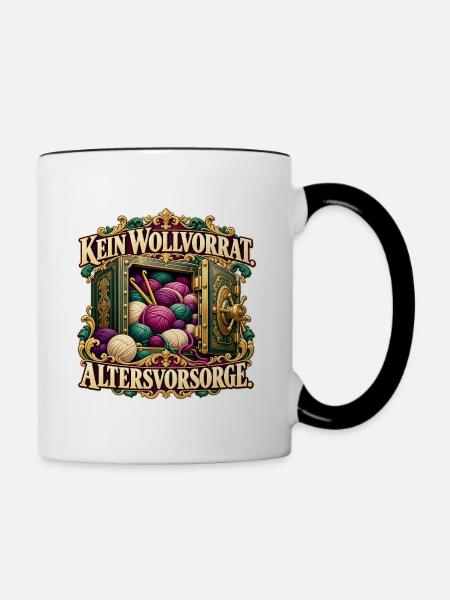 Wolle als Altersvorsorge - Tasse zweifarbig - Weiß/Schwarz