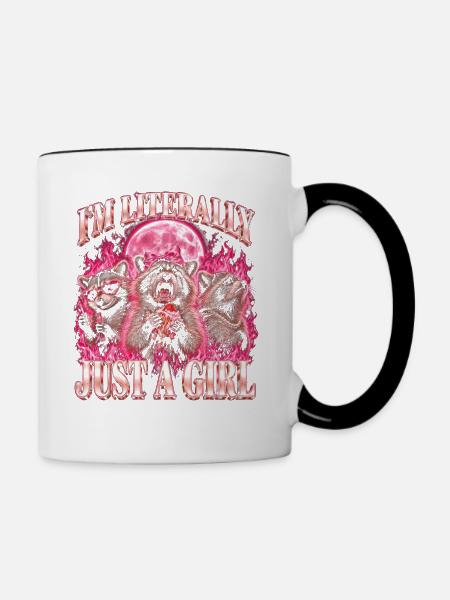 Nur ein Mädchen lustiger Waschbär-Müll - Tasse zweifarbig - Weiß/Schwarz