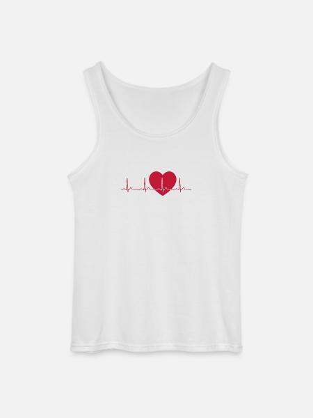 Heartbeat ECG Line Medical Pulse Wave Icon Vector - Gildan Men’s Tank Top - white