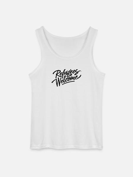refugees welcome black - Gildan Men’s Tank Top - white