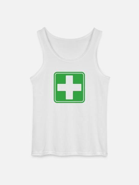 First Aid Medical Cross Safety Sign Vector Icon - Gildan Men’s Tank Top - white