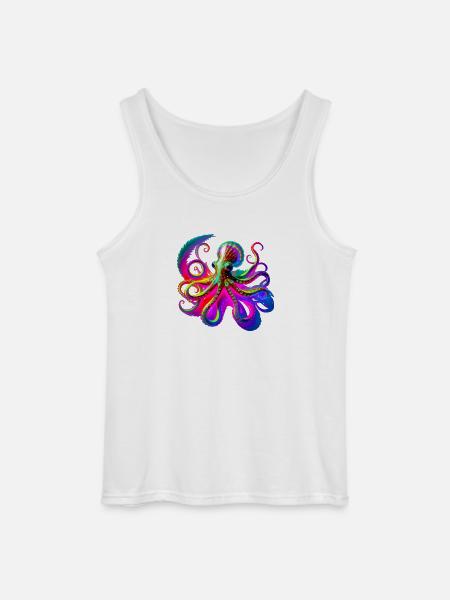 Psychedelic Neon Octopus - Gildan Men’s Tank Top - white