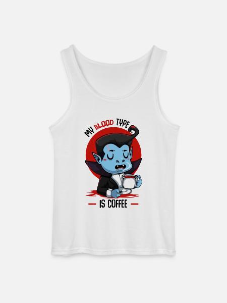 Blood Coffee Vampire Cartoon - Gildan Men’s Tank Top - white