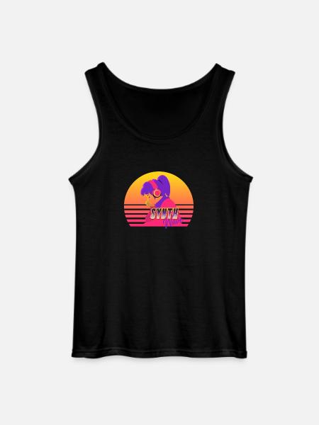 Synthwave Girl - Gildan Men’s Tank Top - black