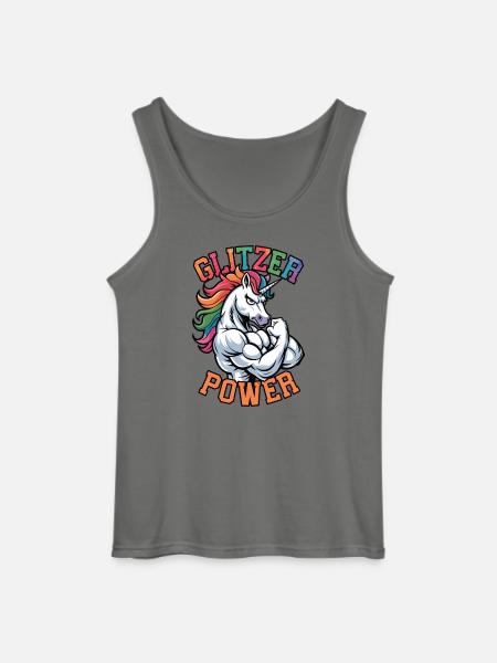 Glitzer Power Einhorn - Gildan Männer Tank Top - Anthrazit