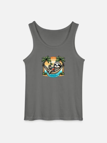 Sloth in hammock - Gildan Men’s Tank Top - charcoal grey