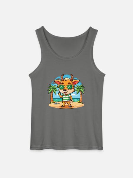 Antelope Funny Cartoon Summer Beach Sunglasses - Gildan Men’s Tank Top - charcoal grey