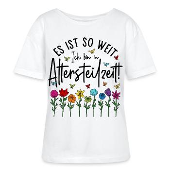 Es ist soweit Ich bin in Altersteilzeit - Blumen - Stanley/Stella Relaxed Rundhals Frauen Bio-T-Shirt SERENA - Weiß - Vorne - Anna (173cm)