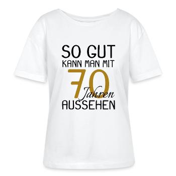 70 Geburtstag - Stanley/Stella Relaxed Rundhals Frauen Bio-T-Shirt SERENA - Weiß - Vorne - Anna (173cm)