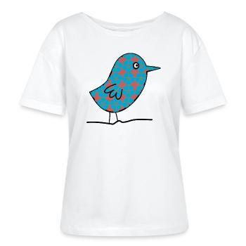 VOGEL. EULE. EULE. VOGEL. NACHT. NATUR - Stanley/Stella Relaxed Rundhals Frauen Bio-T-Shirt SERENA - Weiß - Vorne - Anna (173cm)