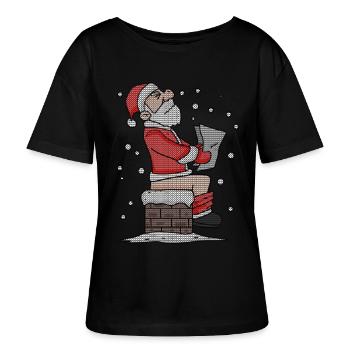 Weihnachtsmann sitzt auf dem Kamin lustig - Stanley/Stella Relaxed Rundhals Frauen Bio-T-Shirt SERENA - Schwarz - Vorne - Anna (173cm)