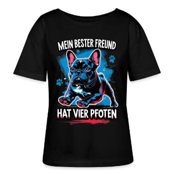 Mein Bester Freund hat vier Pfoten - Stanley/Stella Relaxed Rundhals Frauen Bio-T-Shirt SERENA - Schwarz - Vorne - Anna (173cm)