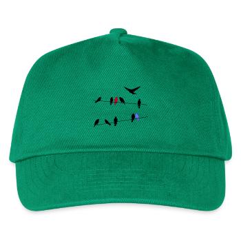 Vogel schwarze Zugvögel auf einer Stromleitung - Kinder Basecap - Grün - Vorne