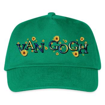 Van Gogh Sternennacht mit Sonnenblumen - Kinder Basecap - Grün - Vorne