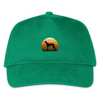 Alte kroatische Windhund Hund Silhouette Retro Sonne - Kinder Basecap - Grün - Vorne