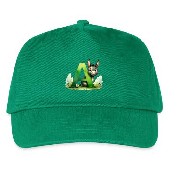 Tieralphabet - Buchstabe A für Esel - Zeichnung - Kinder Basecap - Grün - Vorne