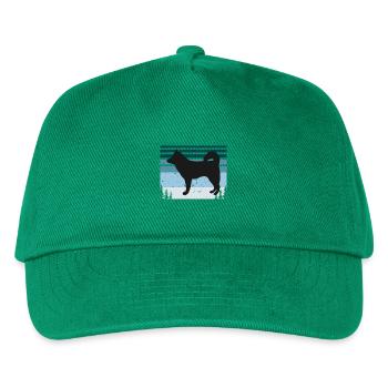 Alaskan Klee Kai Hundeliebhaber Silhouette Retro Sonnenuntergang - Kinder Basecap - Grün - Vorne