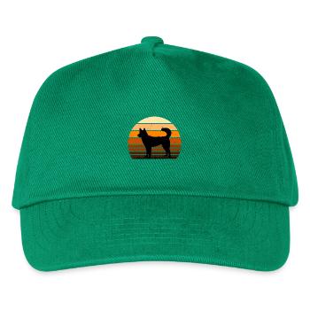 Kai Ken Hundeliebhaber Silhouette Vintage Sonnenuntergang - Kinder Basecap - Grün - Vorne